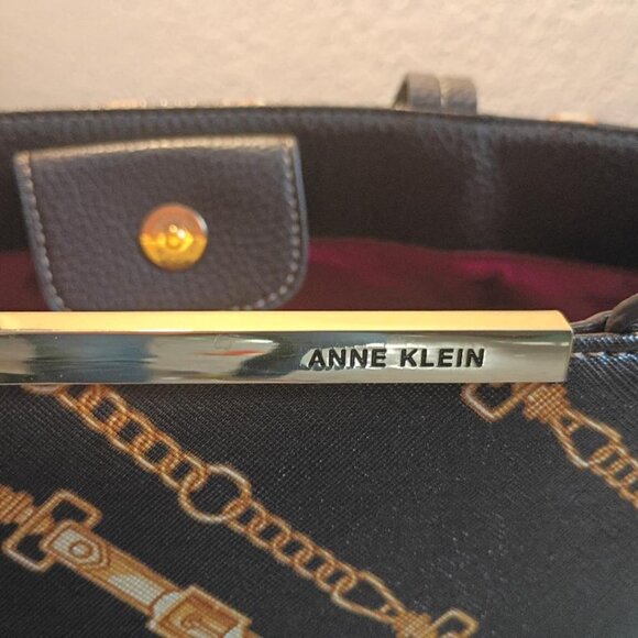 Anne Klein Designer Style Chain Print Briefcase Tote Bag Purse - Picture 4 of 9
